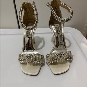 Badgley Mischka Silver Embellished Heels